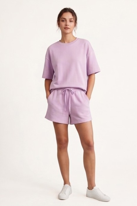 Short Sleeve Luxe Lounge Sets - Light Pink