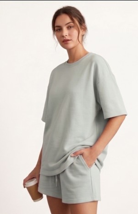 Short Sleeve Luxe Lounge Sets - Sage Green