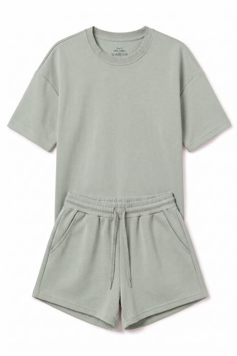 Short Sleeve Luxe Lounge Sets - Sage Green