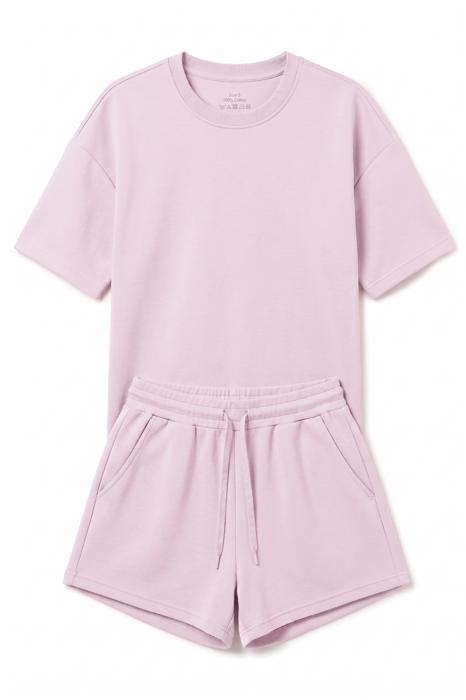 Short Sleeve Luxe Lounge Sets - Light Pink