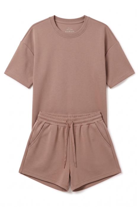 Short Sleeve Luxe Lounge Sets - Tan