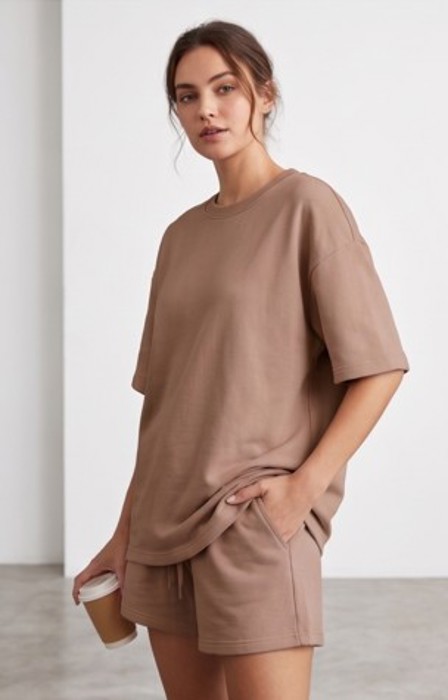 Short Sleeve Luxe Lounge Sets - Tan