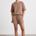  Short Sleeve Luxe Lounge Sets - Tan