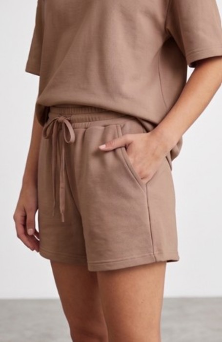 Short Sleeve Luxe Lounge Sets - Tan