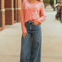  Rachel Floral Patchwork V Neck Long Sleeve Top