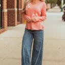  Rachel Floral Patchwork V Neck Long Sleeve Top