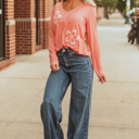  Rachel Floral Patchwork V Neck Long Sleeve Top