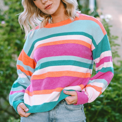 Ivy Knit Drop Shoulder Puff Sleeve Sweater