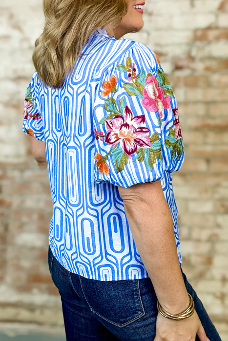 Aadhya Embroidered Puff Sleeve Blouse