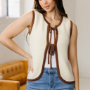  Aaliyah Trim Ties Front Sweater