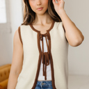  Aaliyah Trim Ties Front Sweater