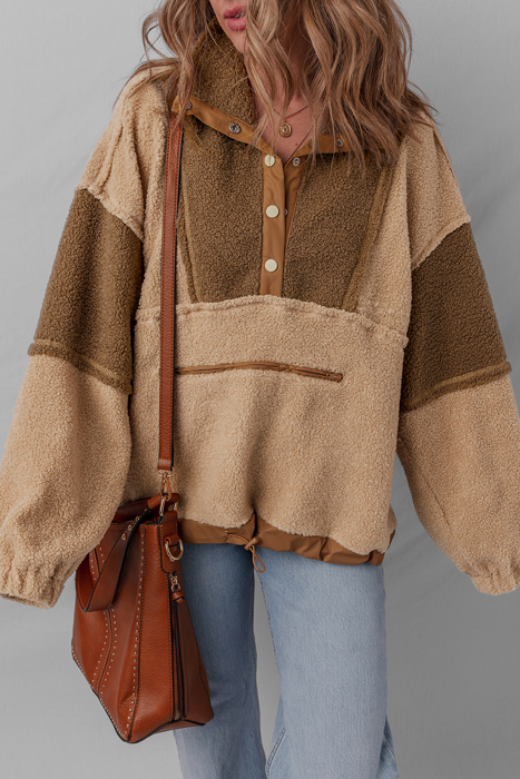 Adaline Patchwork Half Sherpa Sweatshirt