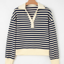 Blue Stripe Small Adelina Sleeve Casual top Long Sleeve Top