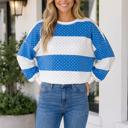  Adeline Dot Patchwork Colorblock Long Sleeve Top