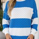  Adeline Dot Patchwork Colorblock Long Sleeve Top