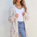 White Medium Ailany Confetti Rib Knit Long Sleeve Cardigan