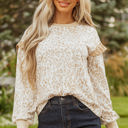 Beige Large Aimee Detail Ribbed Trim Sweatshirt