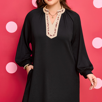 Ainsley Block Trim Ribbed PLUS Dress