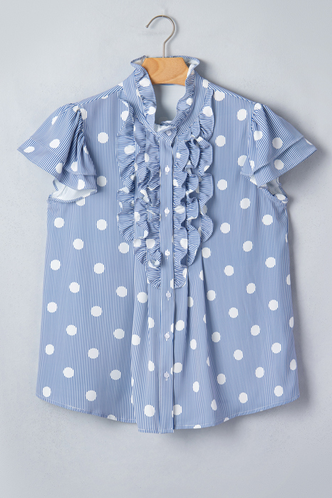Alaina Pleated Ruffle Sleeve Shirt