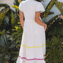  Aleah Rickrack Trim Short Sleeve Long Dress