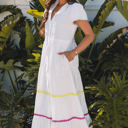  Aleah Rickrack Trim Short Sleeve Long Dress