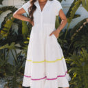  Aleah Rickrack Trim Short Sleeve Long Dress