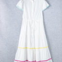  Aleah Rickrack Trim Short Sleeve Long Dress