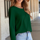  Alejandra Detail Solid Color Long Sleeve Top