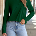  Alejandra Detail Solid Color Long Sleeve Top