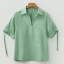 Mint Green Medium Alexandra Collared Half Sleeve Blouse