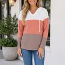 Alexandra Colorblock Hooded Pullover Long Sleeve Top
