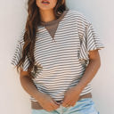  Alexia Striped Ruffle Short Sleeve Top