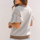  Alexia Striped Ruffle Short Sleeve Top
