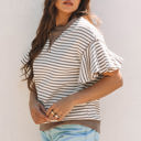  Alexia Striped Ruffle Short Sleeve Top