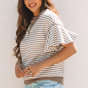  Alexia Striped Ruffle Short Sleeve Top