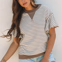  Alexia Striped Ruffle Short Sleeve Top