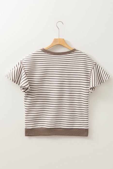 Alexia Striped Ruffle Short Sleeve Top