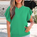 Bright Green XL Alexis Ruffle Short Sleeve Sweater