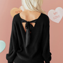Black Small Alianna Backless Drop Shoulder Sweater