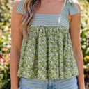Green Medium Alisson Straps Babydoll Tank Top