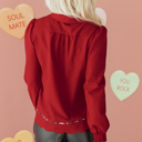  Alma Contrasted Trim Textured Blouse