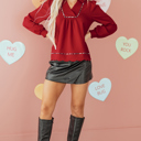  Alma Contrasted Trim Textured Blouse