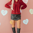  Alma Contrasted Trim Textured Blouse