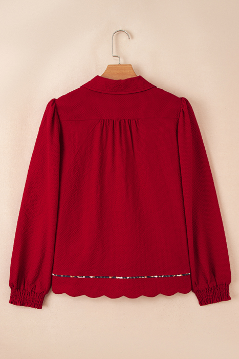 Alma Contrasted Trim Textured Blouse