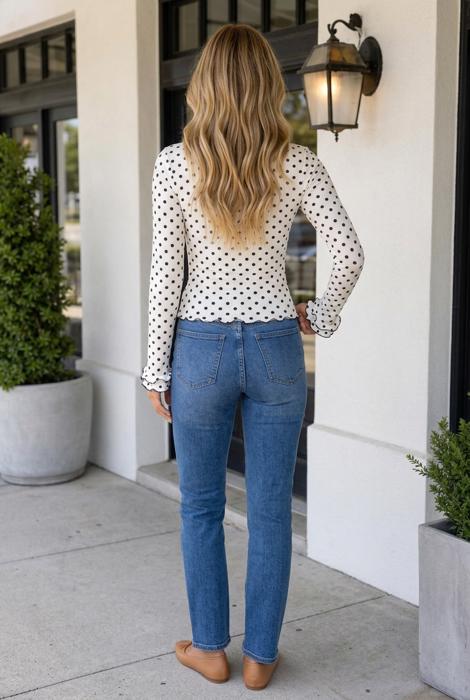 Alondrah Lettuce Trim Long Sleeve Top
