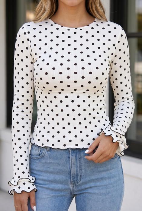 Alondrah Lettuce Trim Long Sleeve Top
