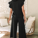  Alyssa Textured Flutter Sleeve Top