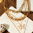 Gold Amara Multilayer Butterfly Charm Necklace