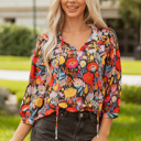  Amara Puff Sleeve Tied Blouse