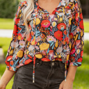  Amara Puff Sleeve Tied Blouse